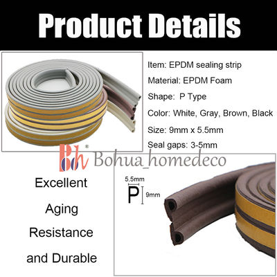 λαστιχένια μορφή Weatherstrips σφραγίδων Π 9x5.5mm EPDM για την πόρτα και το παράθυρο